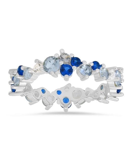 Kylie Harper Blue Sterling Abstract Sapphire Ombre Eternity Band Ring
