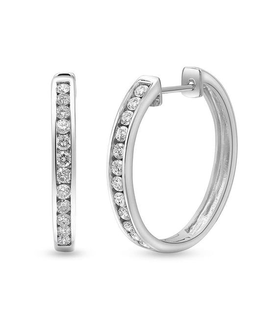 Brilliant Diamond White Sterling Accent Lab Grown Diamond Hoop Earrings For