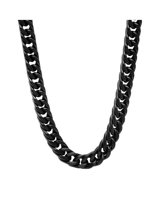 Robert Alton Black Matte Ip Stainless Steel Curb Link Fashion Chain for men