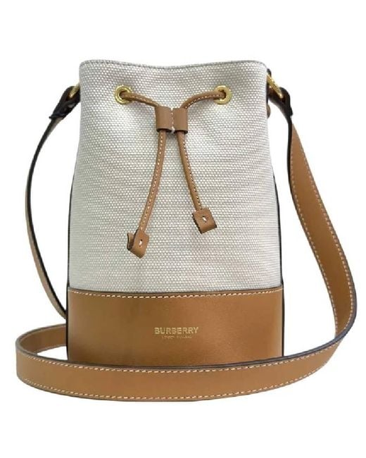 Burberry Natural Mini Canvas Bucket Bag