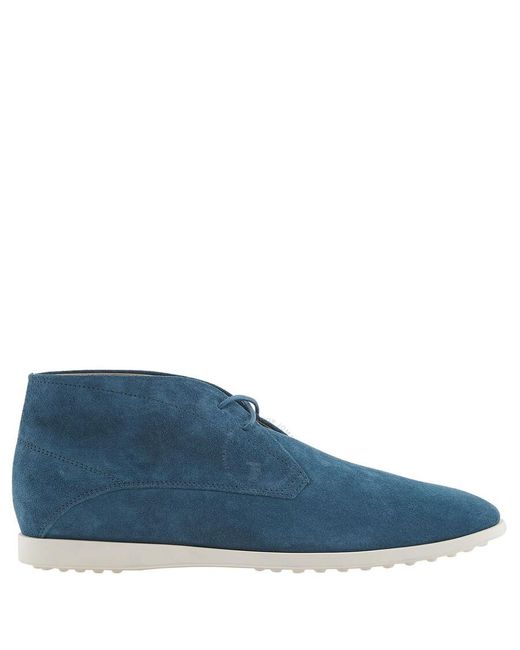 Tod's Blue Suede Lace-up Chukka Boots for men