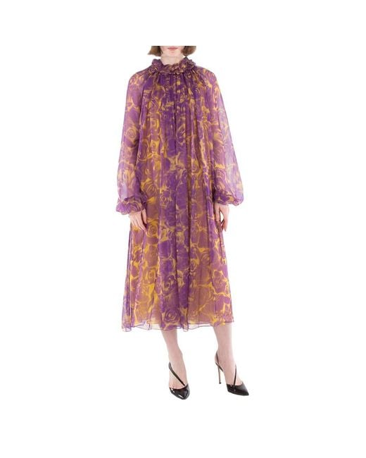 Burberry Red Rose Print Silk Dress, Brand Size 8 Us
