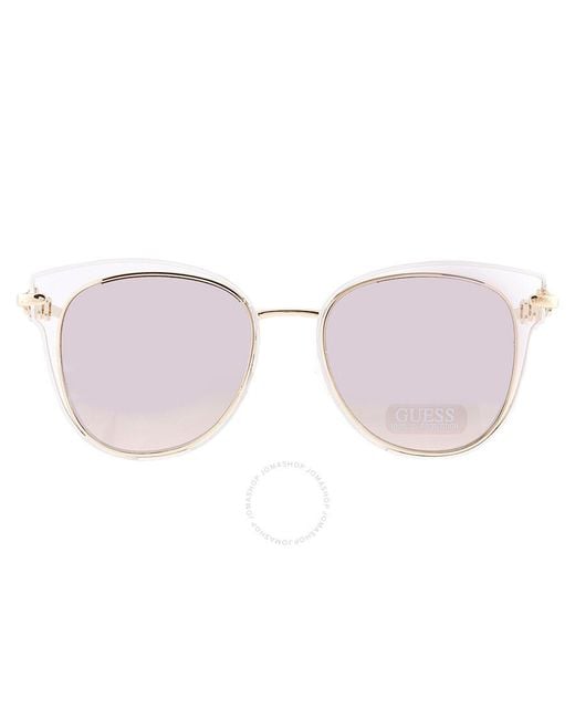 Guess Factory Pink Silver Cat Eye Sunglasses Gf0343 28u 53