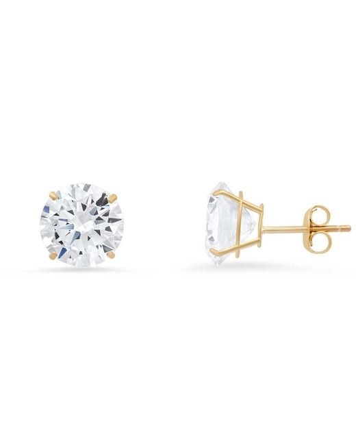 Kylie Harper Metallic 10K 8Mm Round-Cut Cubic Zirconia Cz Stud Earrings