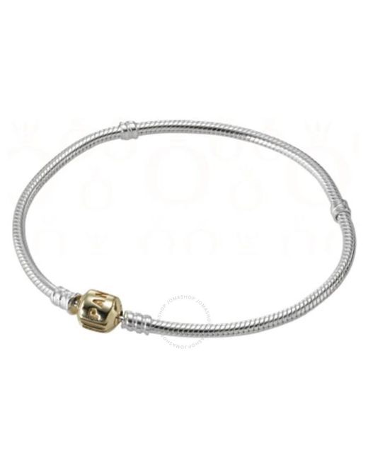 Pandora Metallic Sterling Silver Bracelet With 14k Gold Snap Clasp - 590702-hg-18 - 18cm - 7.1"
