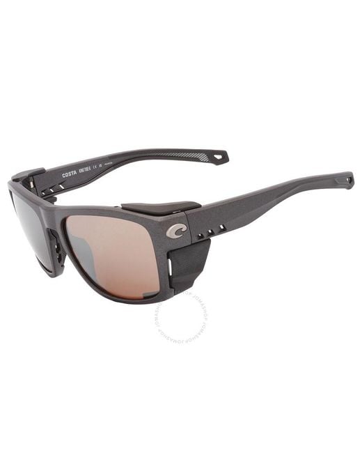 Costa Del Mar Brown King Tide 6 Copper Silver Mirror Polarized Glass Wrap Sunglasses 6s9112 911203 58 for men
