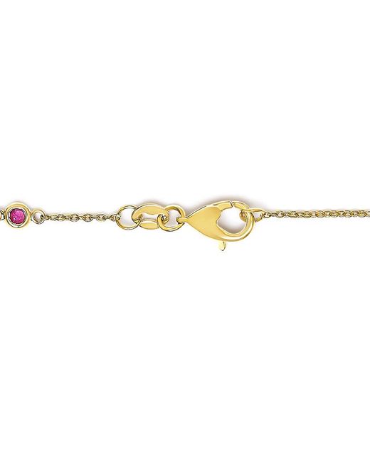 Haus of Brilliance Metallic 14K Alternating Ruby And Diamond Bezel Station Chain Bracelet