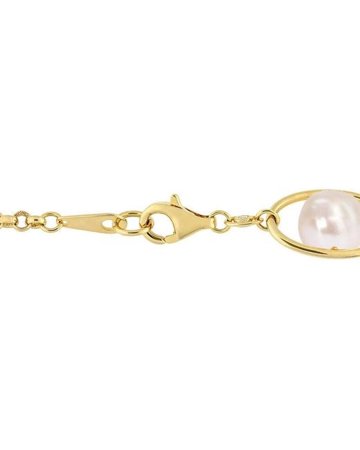 Amour Metallic 8-8.5Mm Freshwater Pearl & 1/10 Ct Tgw Cubic Zirconia Bracelet
