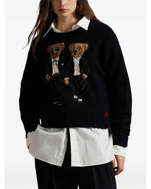 Polo Ralph Lauren Black Polo Bear Wool Blend Sweater