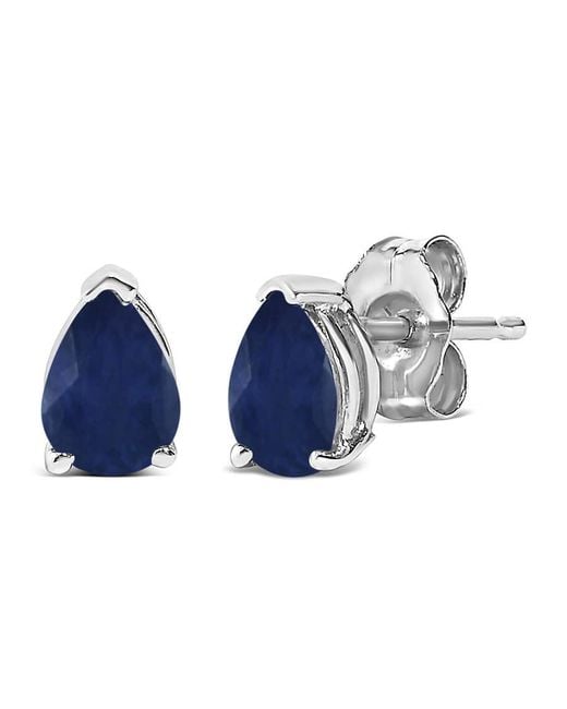 Haus of Brilliance Blue 14K 6X4Mm Pear Shaped Sapphire Solitaire Stud Earrings