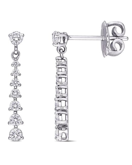 Amour White 1/2 Ct Tdw Diamond Graduated Drop Earrings
