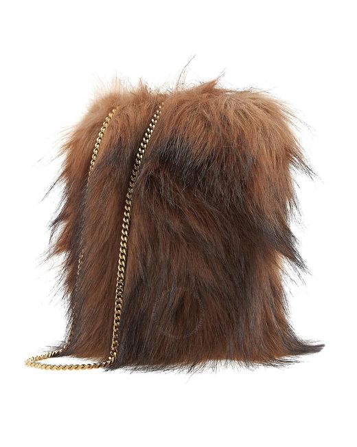 Burberry Brown Lola Faux Fur Bucket Bag