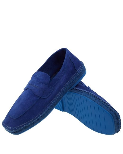 Ferragamo Blue Ferragamo Desco Suede Espadrilles Loafer, Size 9 for men