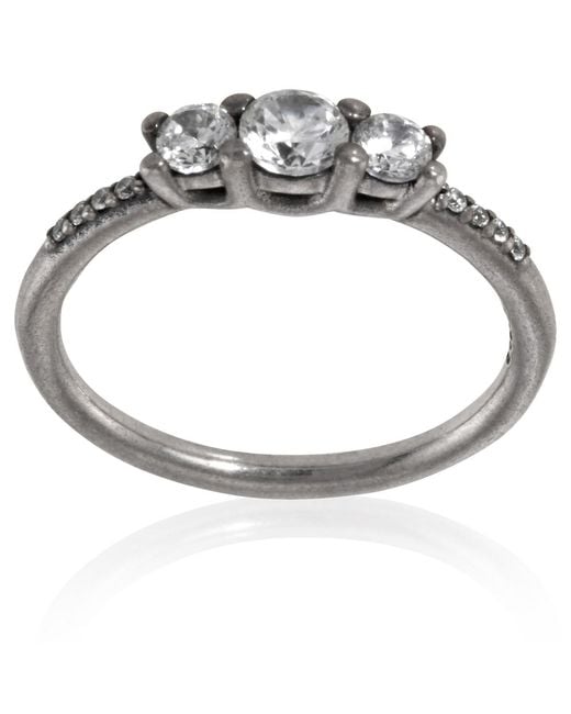 Pandora Metallic Ladies Clear Three-Stone Ring for men