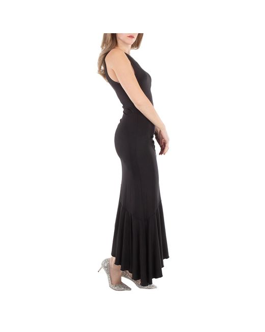 ROTATE BIRGER CHRISTENSEN Black Ladies Gathered Asymmetric Midi Dress