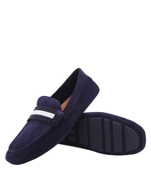 Bally Blue Midnight Kansan-U Calf Suede Driving Shoes, Brand Size 11 Us Size 12 for men