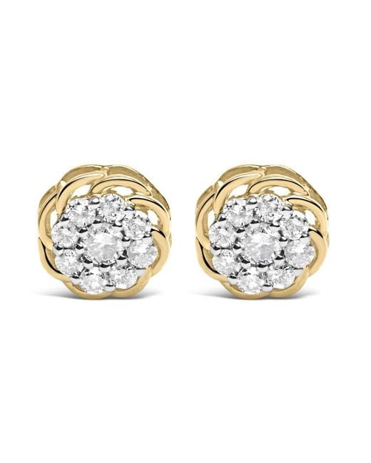 Haus of Brilliance Metallic 10K Plated .925 Sterling 1/2 Cttw Diamond Cluster Stud Earrings (J-K Color, I2-I3 Clarity)