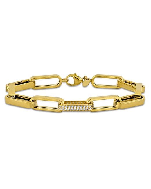 Amour Metallic 1/2 Ct Tgw Cubic Zirconia Paperclip Bracelet