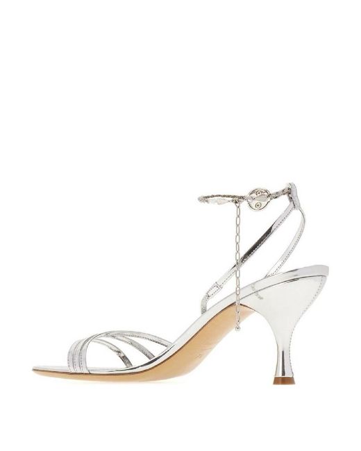 Ferragamo White Ferragamo Denise Ankle Chain Sandals