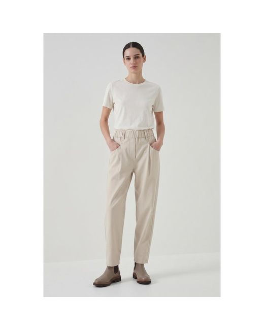 Brunello Cucinelli White Light Relaxed Trousers, Brand Size 46 (Us