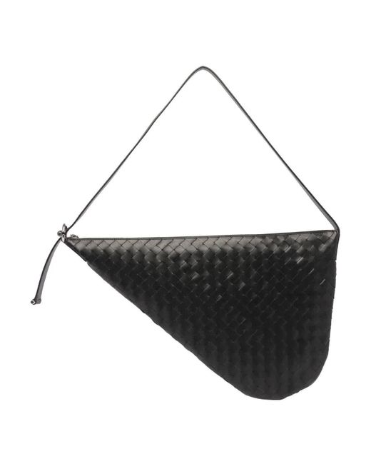 Bottega Veneta Black Intrecciato Leather Virgule Crossbody Bag for men