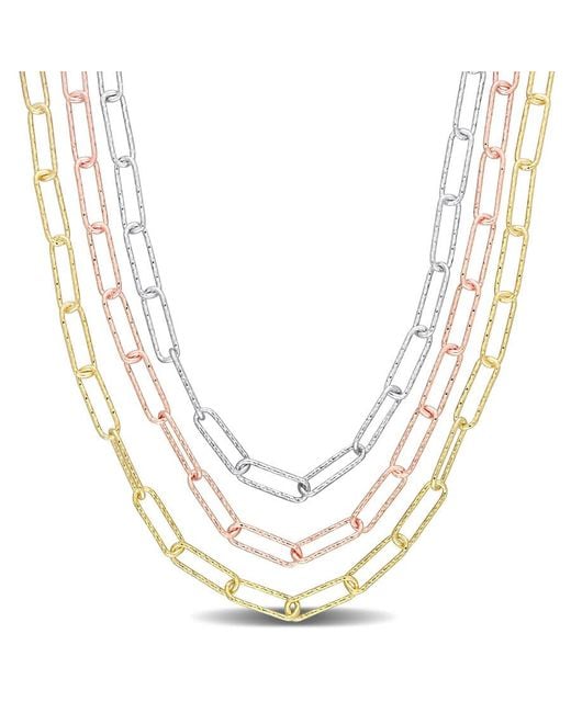 Amour Metallic Multi-Strand Paperclip Chain Necklace