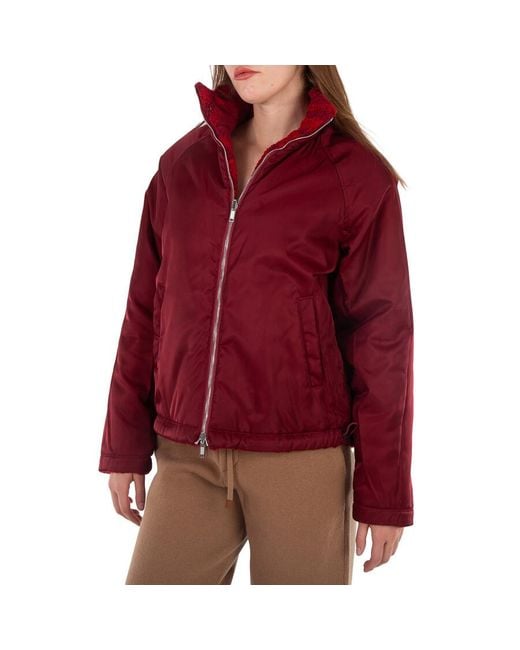 Burberry Red Ladies Reversible Checked Fleece Bomber Jacket, Brand Size 4 (Us