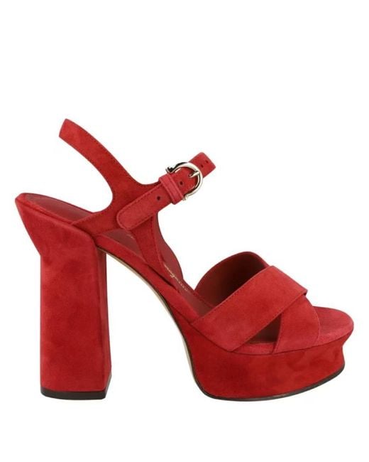 Ferragamo Red Platform Sandal