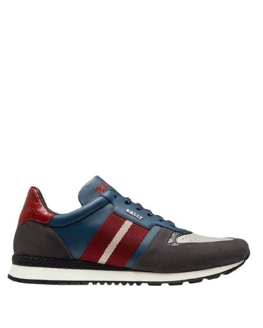 Bally Blue Asel Stripe Detail Leather Sneakers, Brand Size 11 Us for men