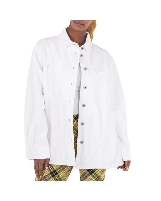 Burberry Metallic Benssen Ekd Embroidered-Logo Denim Jacket