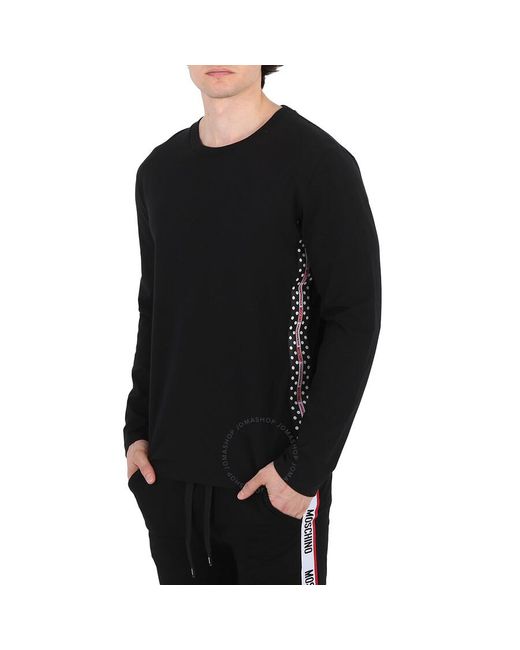 Moschino Black Underwear Ribbon Detail Long-sleeeved T-shirt for men