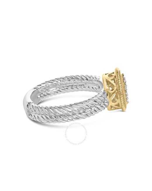 Haus of Brilliance White 1k Yellow Gold Plated .925 Sterling Silver Diamond Cross Ring With Satin Finish