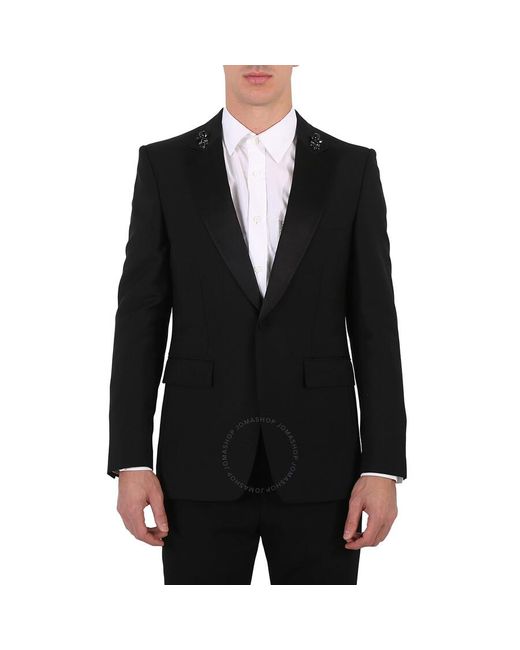 Burberry Black English Fit Embellished Mohair Wool Tuxedo Jacket for men