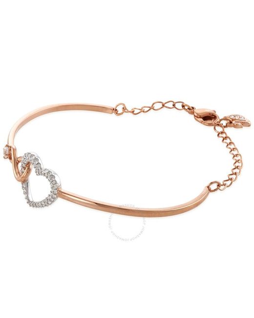 Swarovski Metallic Mixed Metal Finish Infinity Heart Adjustable Bangle