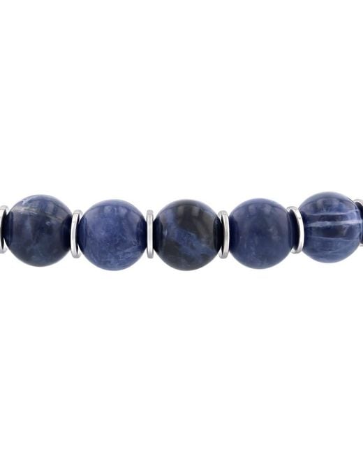 Robert Alton Blue Stainless Steel Sodalite Bead Bolo Bracelet for men