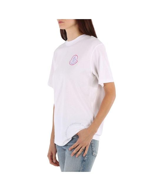 Moncler White Logo Patch Cotton T-shirt for men