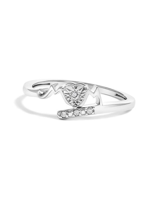 Haus of Brilliance Metallic 925 Sterling Diamond Accent "Mom" Heart Ring (J-K Color, I2-I3 Clarity)