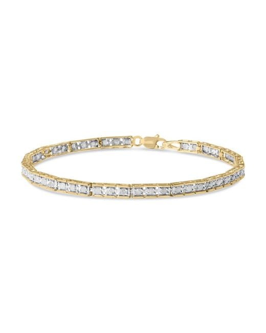 Haus of Brilliance Metallic 10K 1.0 Cttw Round Diamond Pave Link Bracelet