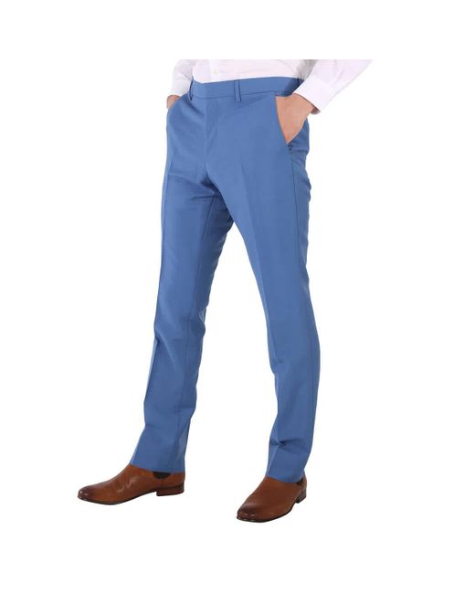 Burberry Blue Mohair Wool Classic Fit Tailored Trousers for men