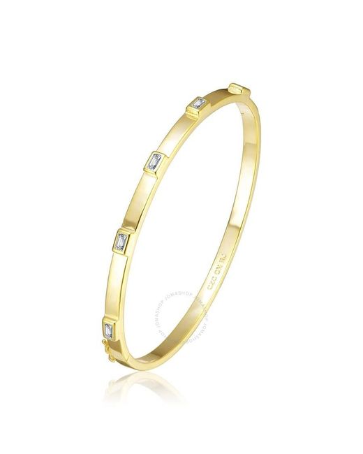 Rachel Glauber Metallic 14k Gold Plated Cubic Zirconia Bangle Bracelet