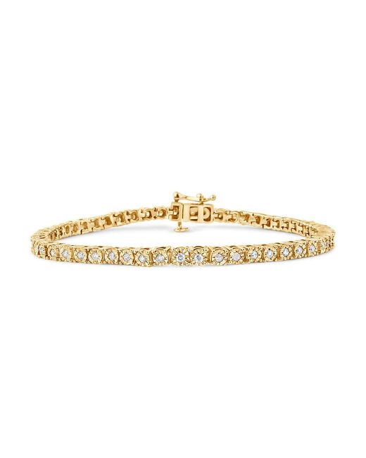 Haus of Brilliance Metallic 10k Yellow Gold Plated .925 Sterling Silver 1.0 Cttw Miracle-set Diamond Round Faceted Bezel Tennis Bracelet