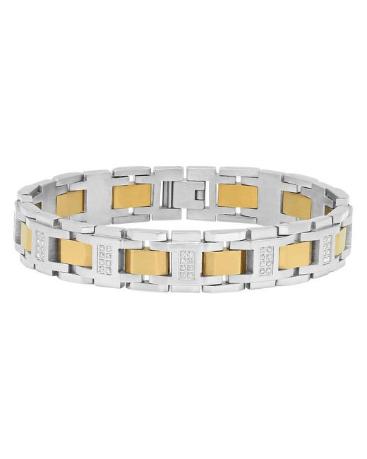 Robert Alton Metallic 3/4Ctw Diamond Stainless Steel With Two-Tone Finish Link Bracelet for men