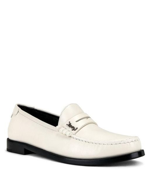 Saint Laurent White Le Loafer Penny Slippers, Brand Size 43 Us for men