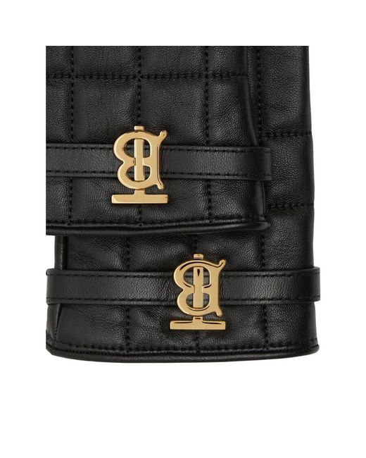 Burberry Victoria Quilted Lambskin Leather Gloves in Black Lyst