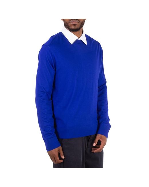Burberry Blue Long-Sleeve Wool Sweater for men