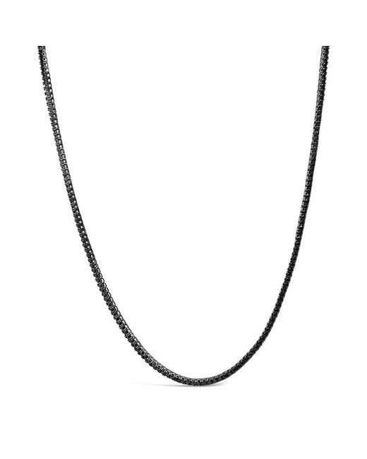 Haus of Brilliance Metallic Sterling Onyx Tennis Necklace