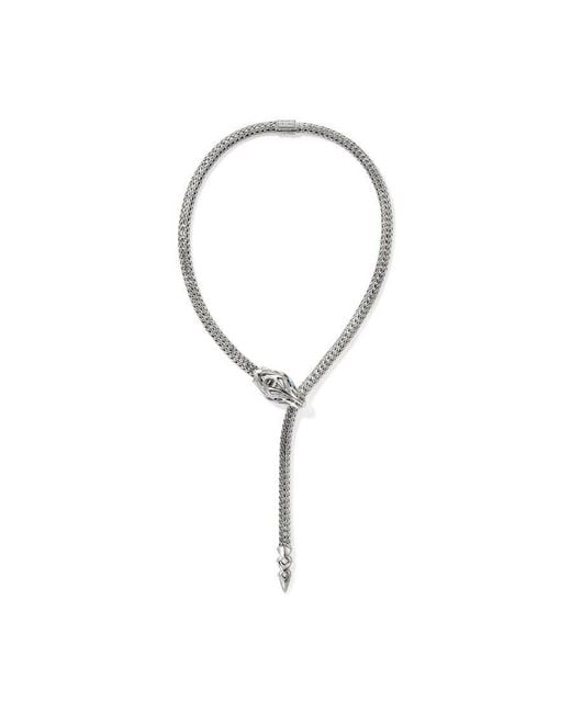 John Hardy Brown Naga Y Necklace, Sterling, Diamonds, 7.5Mm