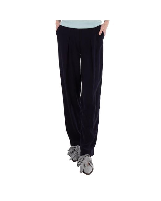 Victoria Beckham Blue Ladies Midnight Slim Front Pleat Pants
