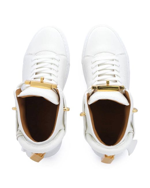 Buscemi White High-top 100 Alce Belted Leather Sneakers for men