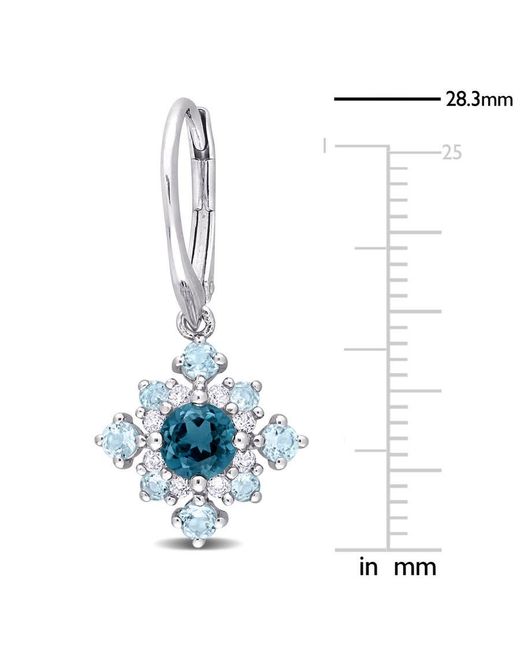 Amour Blue 2 5/8 Ct Tgw London Topaz, Sky Topaz And Topaz Leverback Cluster Drop Earrings for men